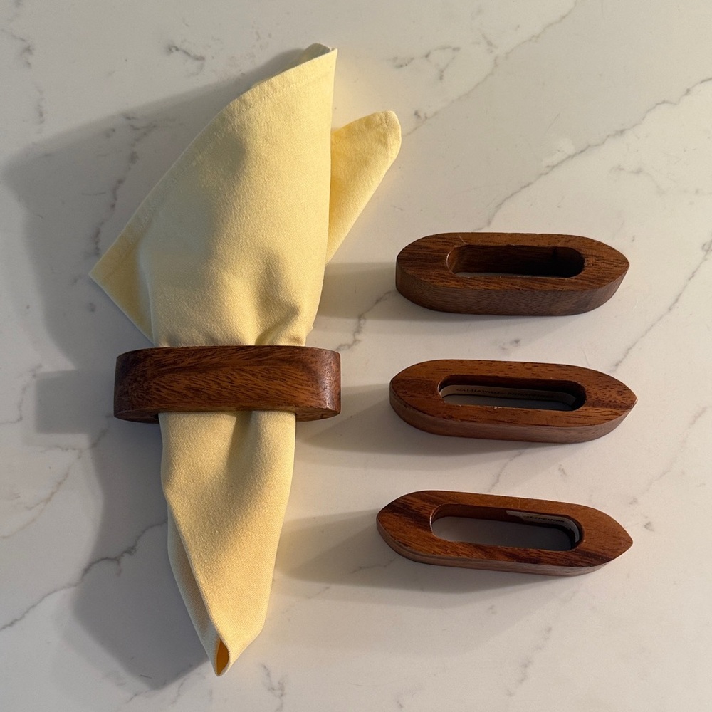 Vintage Wooden Napkin Rings Set of 4